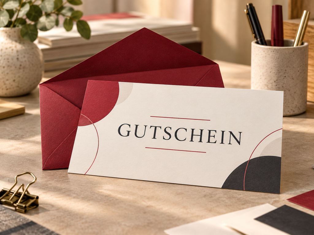 Eleganter Gutschein mit passendem Kuvert