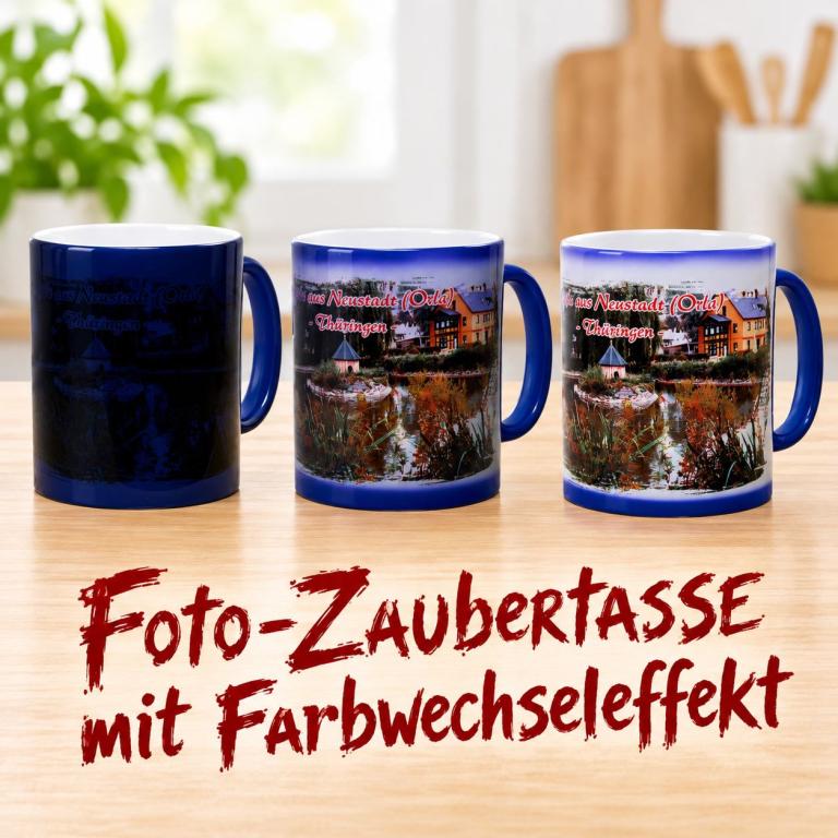 Foto-Zaubertasse mit Farbwechseleffekt bei Wärme