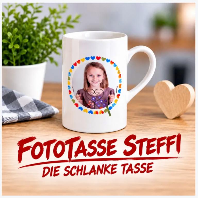 Schlanke Fototasse Steffi mit individuellem Fotodruck