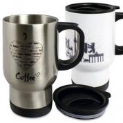 Edelstahl Thermobecher silber weiß Edelstahl Thermobecher silber weiß