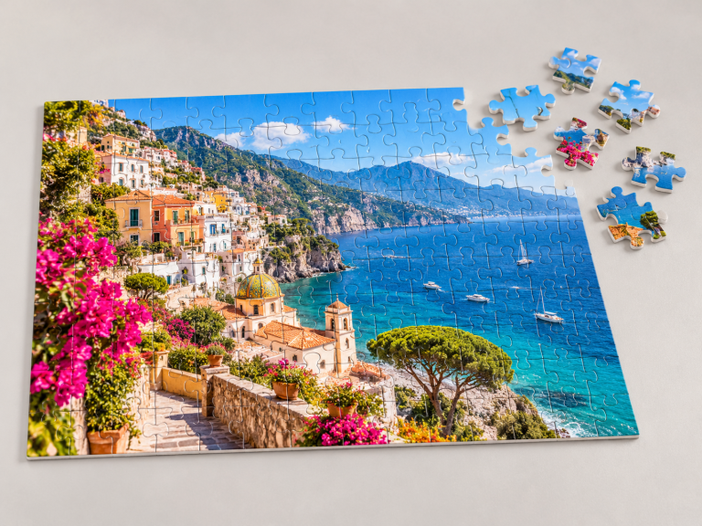 Individuell bedrucktes Fotopuzzle aus Karton mit Küstenmotiv