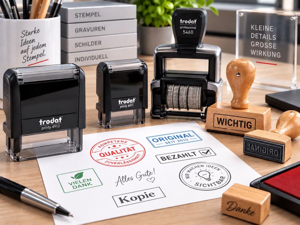 Holzstempel, Stempelautomaten und farbige Stempelabdrücke